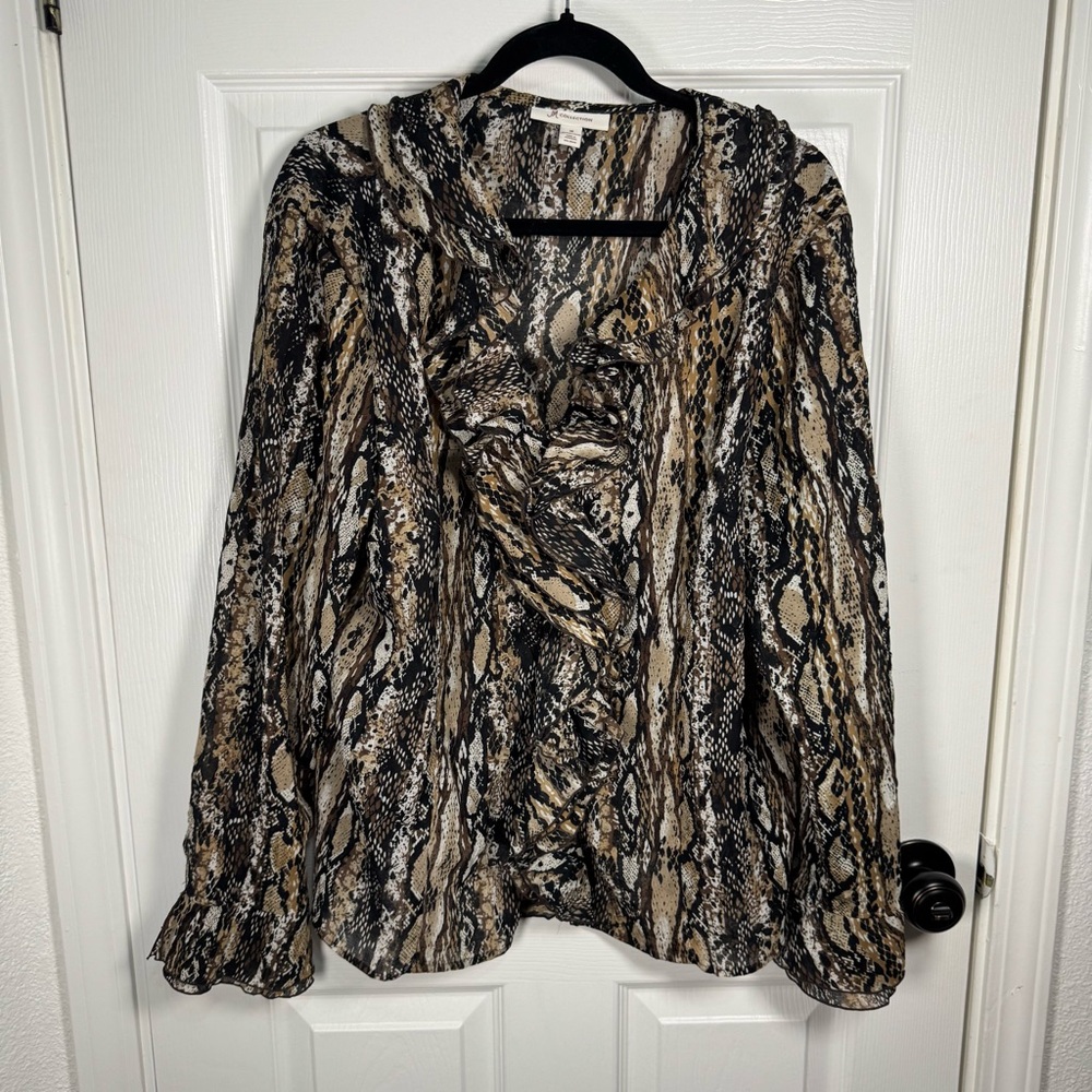 JM Collection Multicolor Animal‎ Print Blouse